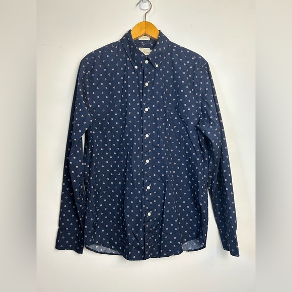 J. Crew by Lewn 100s 2 ply Yarn Shirt Mens M Slim Secret Wash Button up Floral - Picture 1 of 14